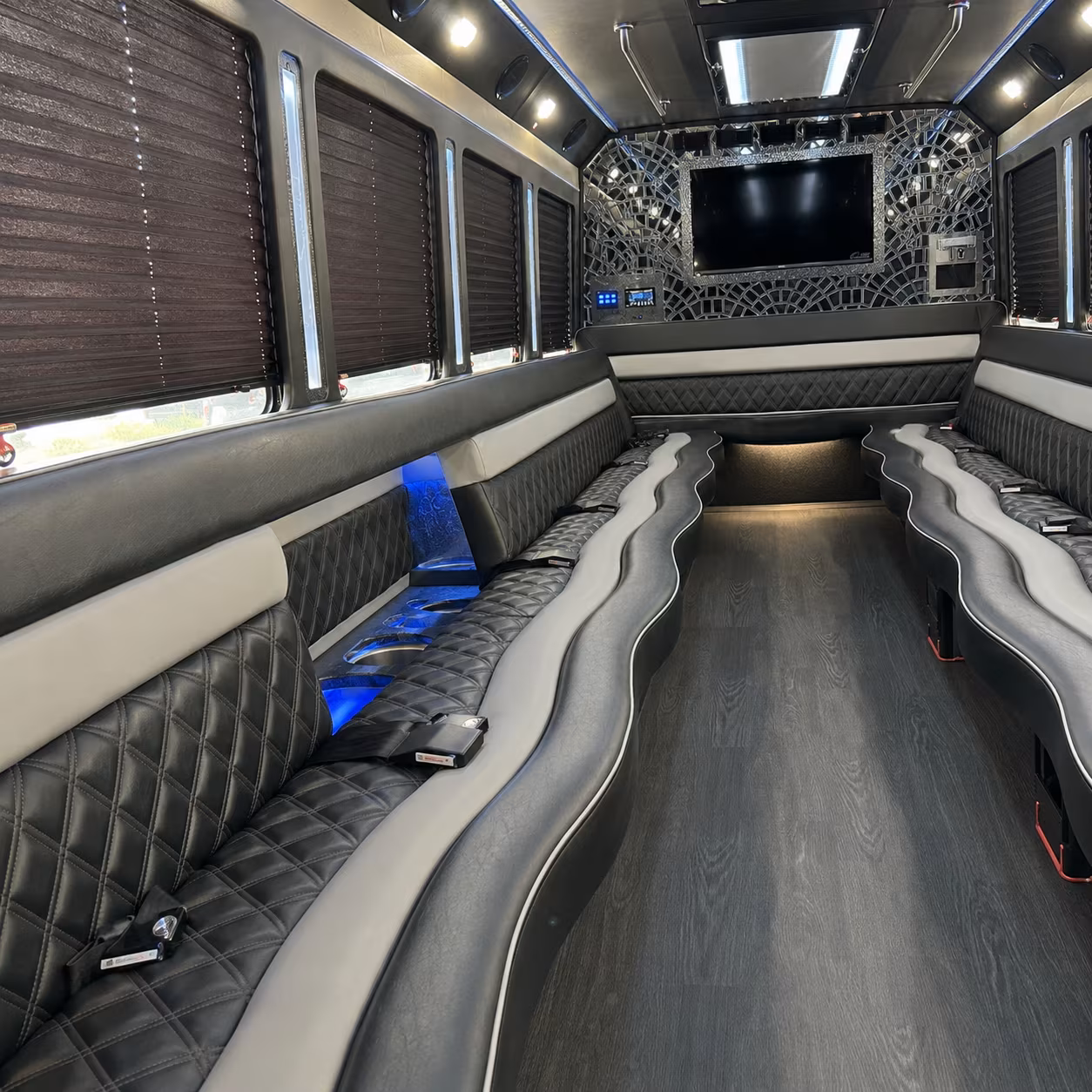 Moreno Valley Birthday, Sweet 16, & Quinceañera Transportation party bus interior
